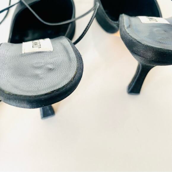 JIMMY CHOO Classic Black Pointy Toe Open Fur Pom Tie Wrap Heeled Mules Shoes 36 - Picture 9 of 16